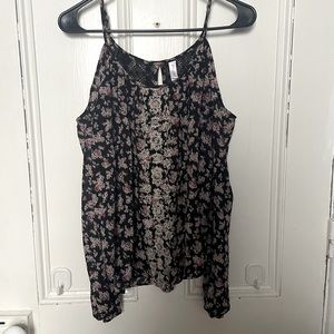 long sleeve floral cold shoulder top